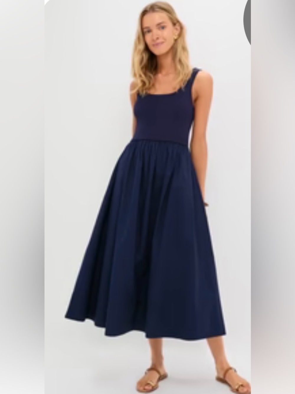 NWT Tuckernuck Navy Mixed Media Juliette Midi Dress Size Small